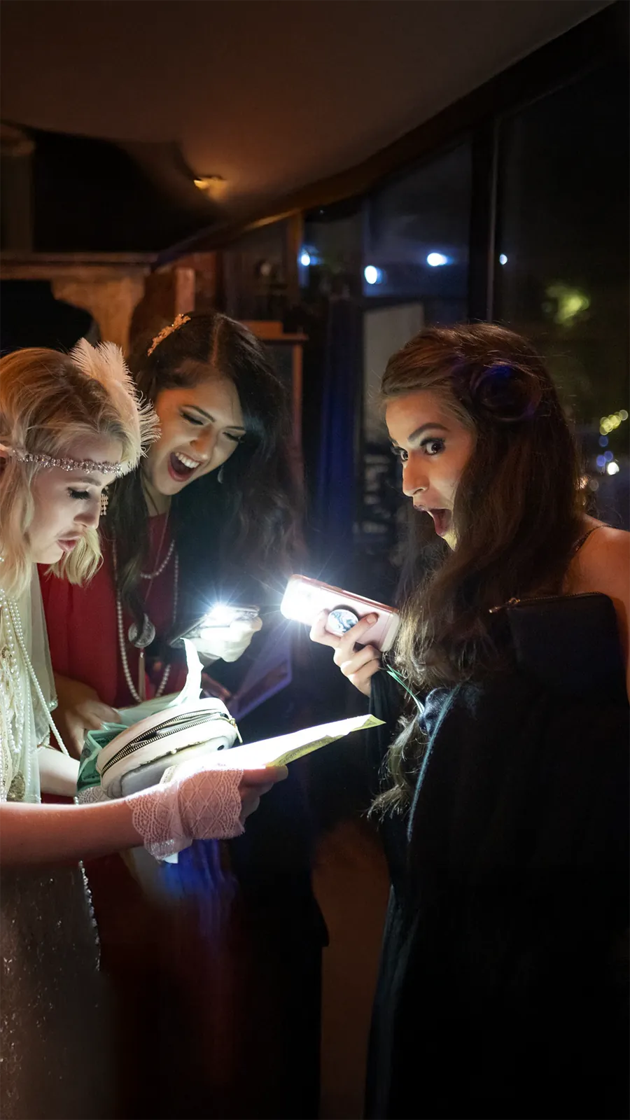 Guests at a Murder Mystery Company public dinner show in Birmingham